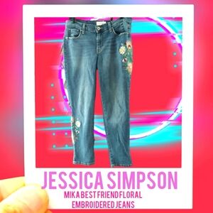 Jessica Simpson mika best friend Floral Embroidered Jeans